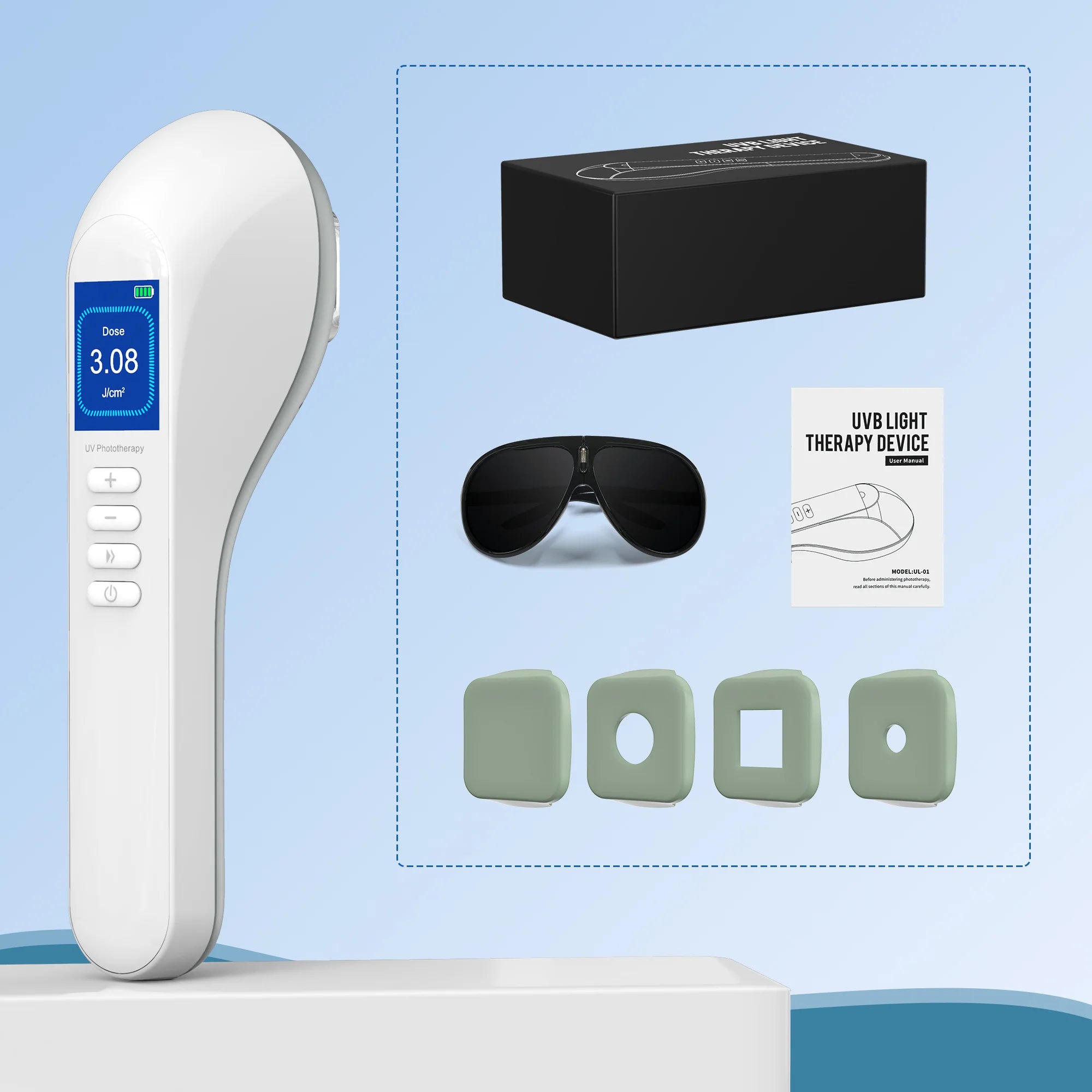 Handheld UVB Phototherapy Device for Vitiligo & Psoriasis - Portable 308nm Light Therapy Lamp by UVBtreatment