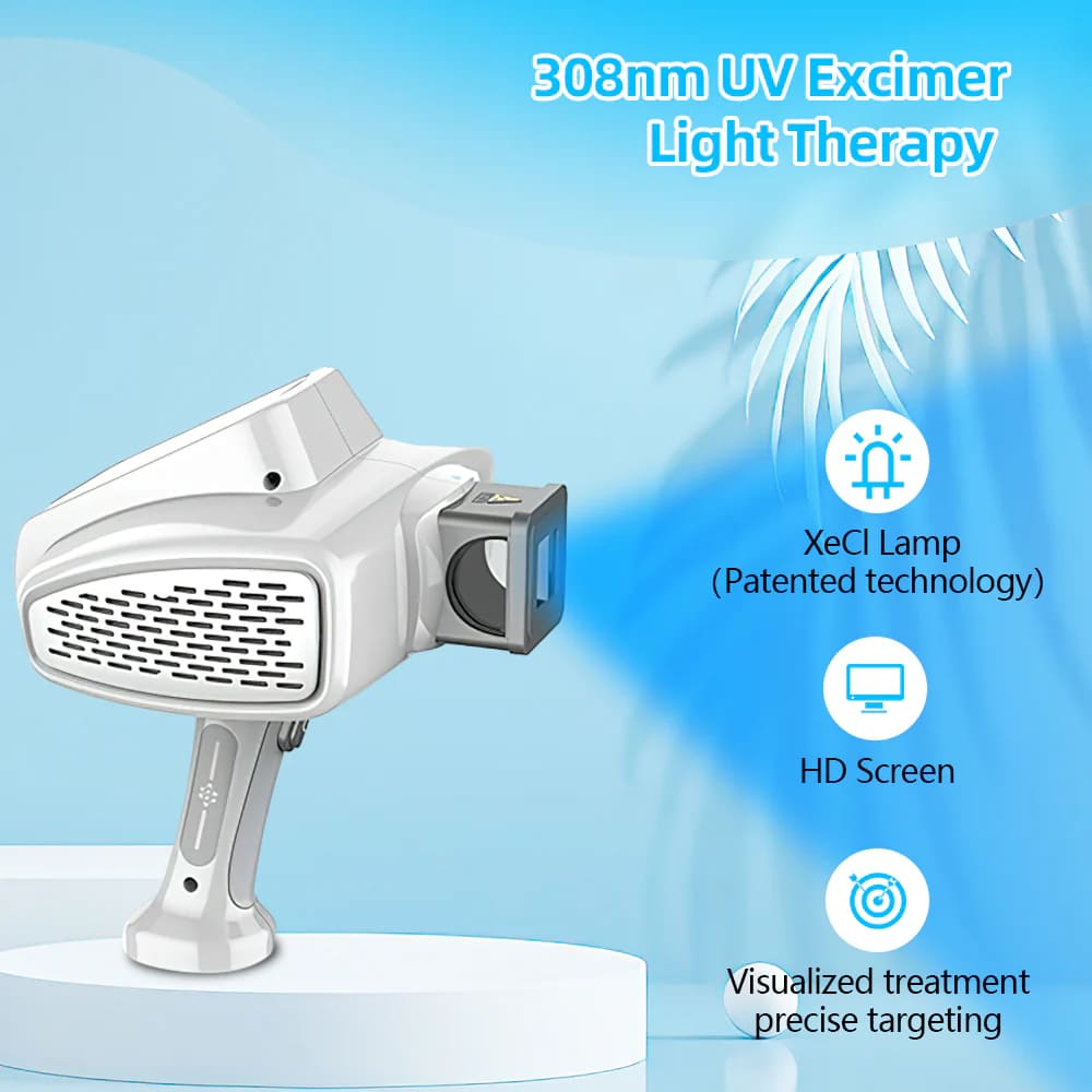 Targeted 308nm Excimer Lamp for Vitiligo & Psoriasis - Focused UVB Phototherapy Device for Home Use